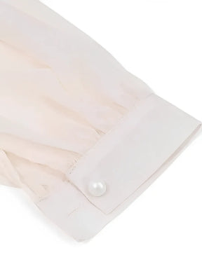 Blusa Feminina Manga Longa com Flor em Chiffon Modern Ella