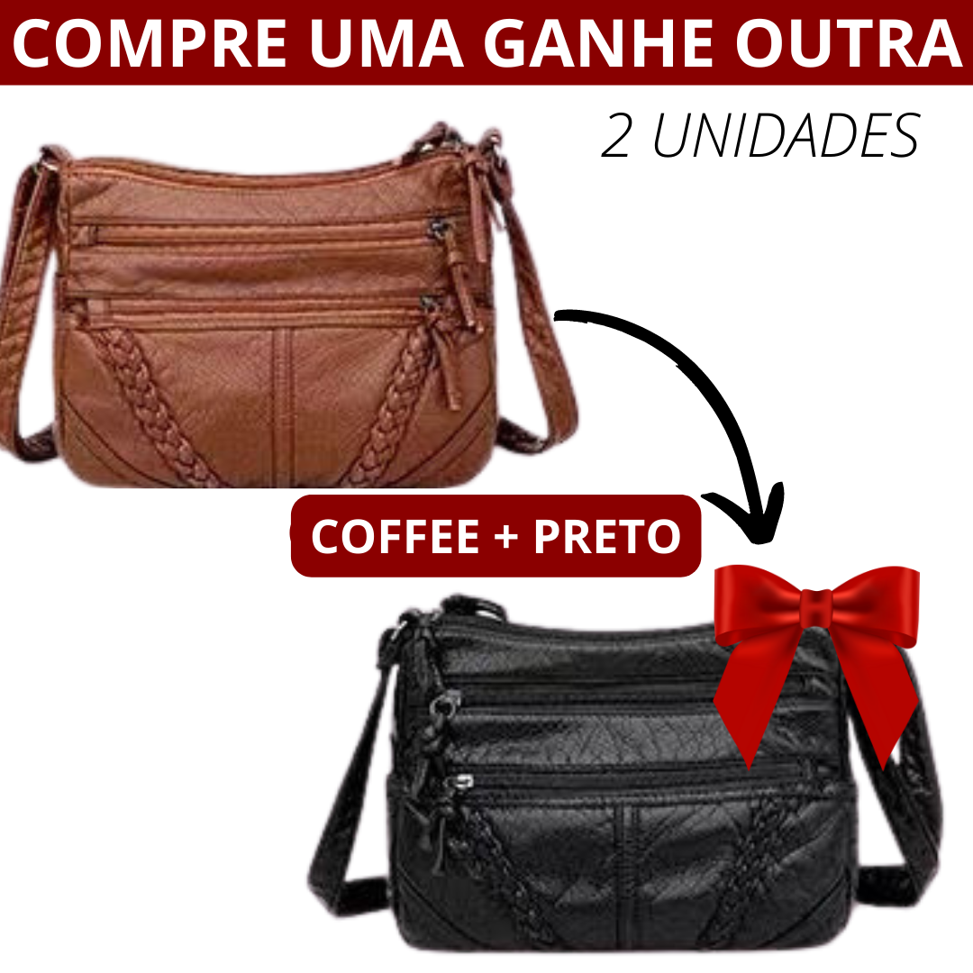 Bolsa Feminina Vintage em Couro MeLinda - Kit 2un.