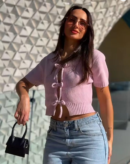 Blusa Tricô Manga Curta Modern Elodie