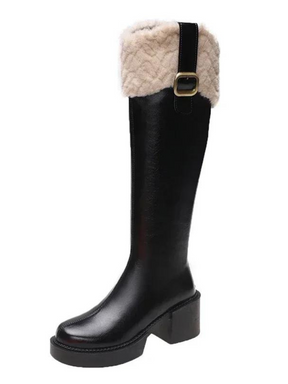 Bota Cano Longo Detalhe de Pelúcia Modern Cecília