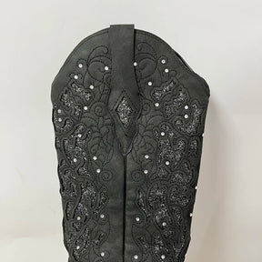 Bota Feminina Cano Alto Bordada com Strass Modern Castella